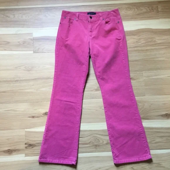 Talbots Pink Corduroy Boot Cut Pants Cotton Curvy Size 6P - Picture 1 of 3